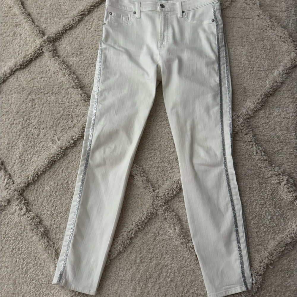 Stylish White Jeans with Silver Accents